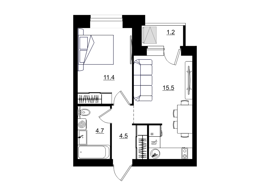 планировка квартиры 37 м2